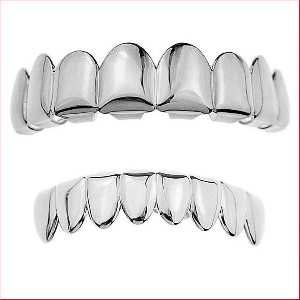 Blues Brass Rainbow Color 8 Top 8 Bottom Teeth Grillz Unisex for American Hip Hop Halloween Party Gift