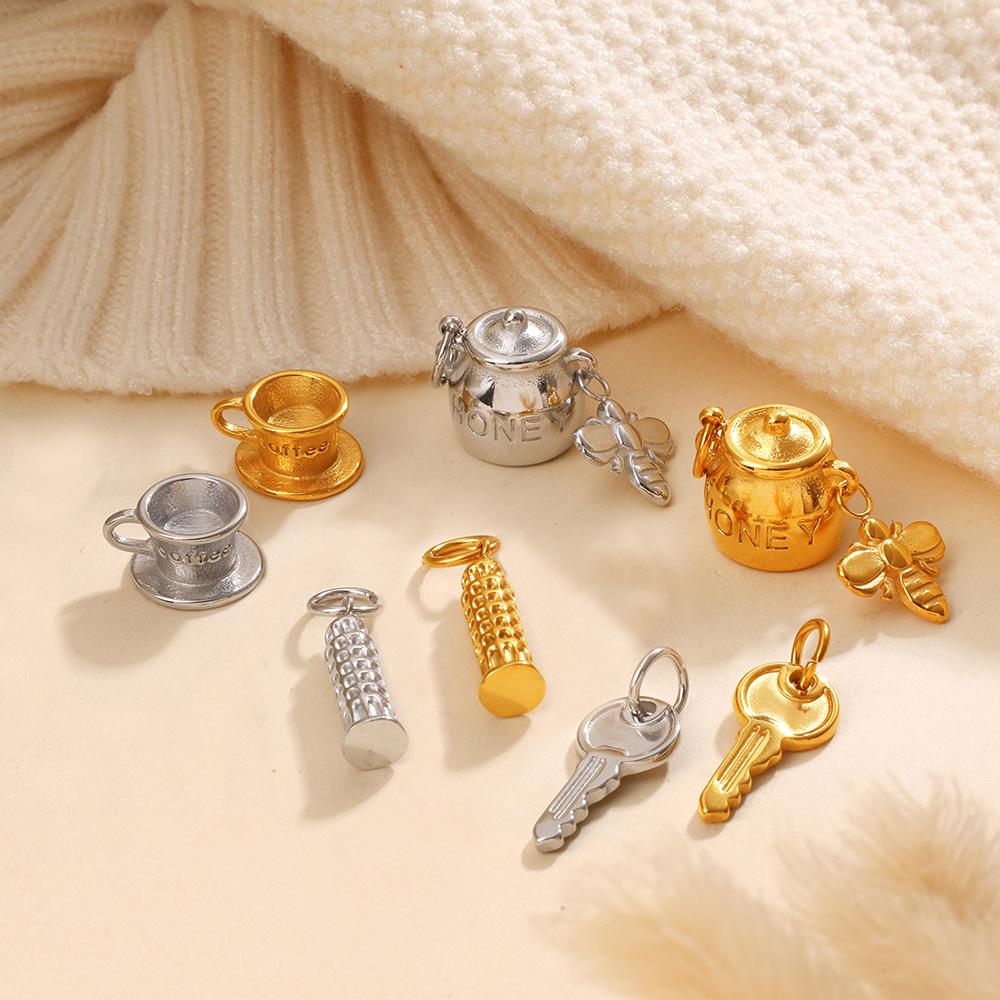 Yori Stainless Steel Retro Coffee Pot Small Charms for Jewelry Making Supplies DIY Necklace Bracelet Making Accessories