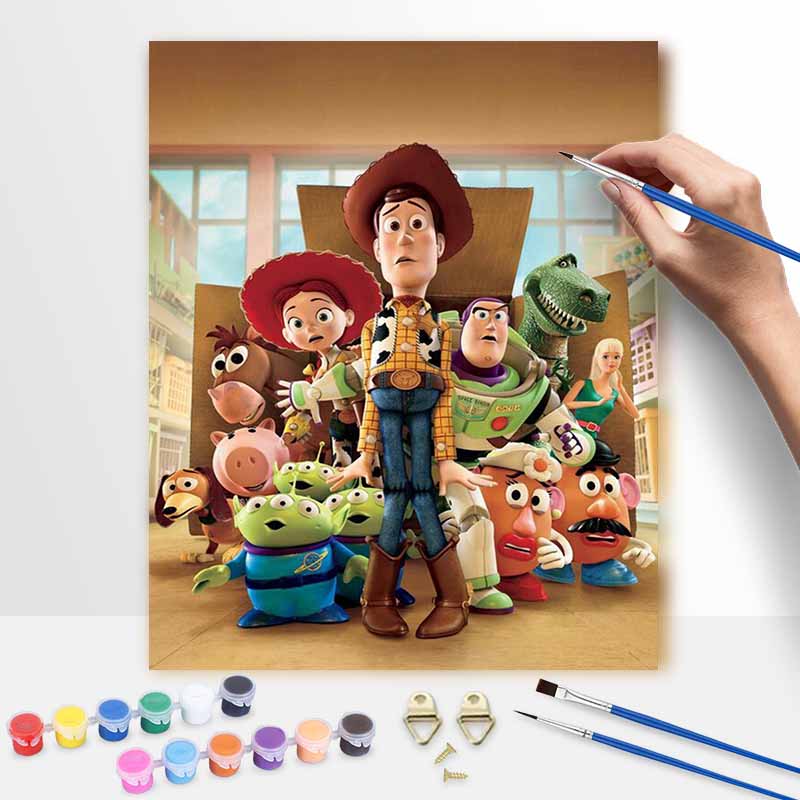 Disney Oil Painting DIY Digital Painting Woody and Buzz Lightyear Characters Wall Art for the Living Room or Entryway.