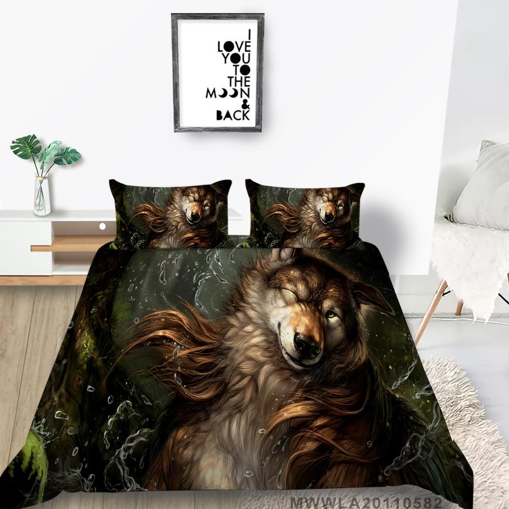 Комплект постельного белья с 3D-волчьей тематикой и пододеяльником с принтом волка, наволочка из 2 или 3 предметов AU240 * 270, очень большое украшение для дома