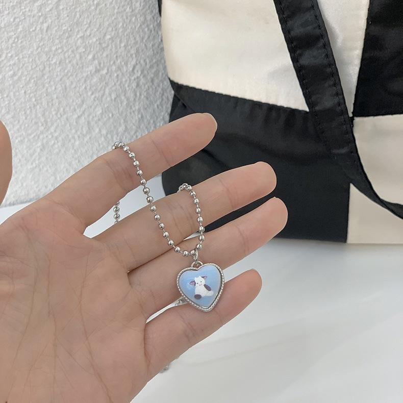 IF ME простые круглые бусы ожерелье мультяшное сердце корова кролик плед кулон колье женские аксессуары ювелирные изделия