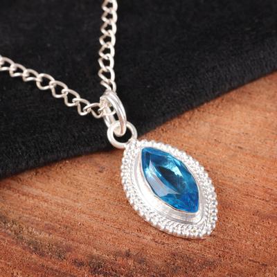 Подвеска Swiss Blue Topaz Gemstone, 925 Solid Sterling Silver Jewelry, Подвеска ручной работы, Серебряные украшения для подарка