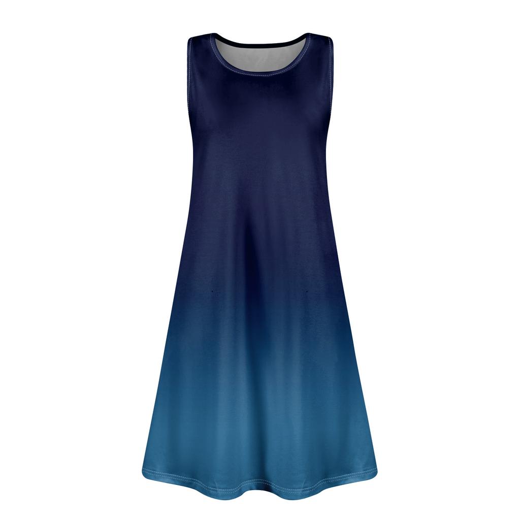 Summer Dresses For Women Beach Boho Sleeveless Vintage Printing Flowy Pocket Tshirt Tank Sundresses