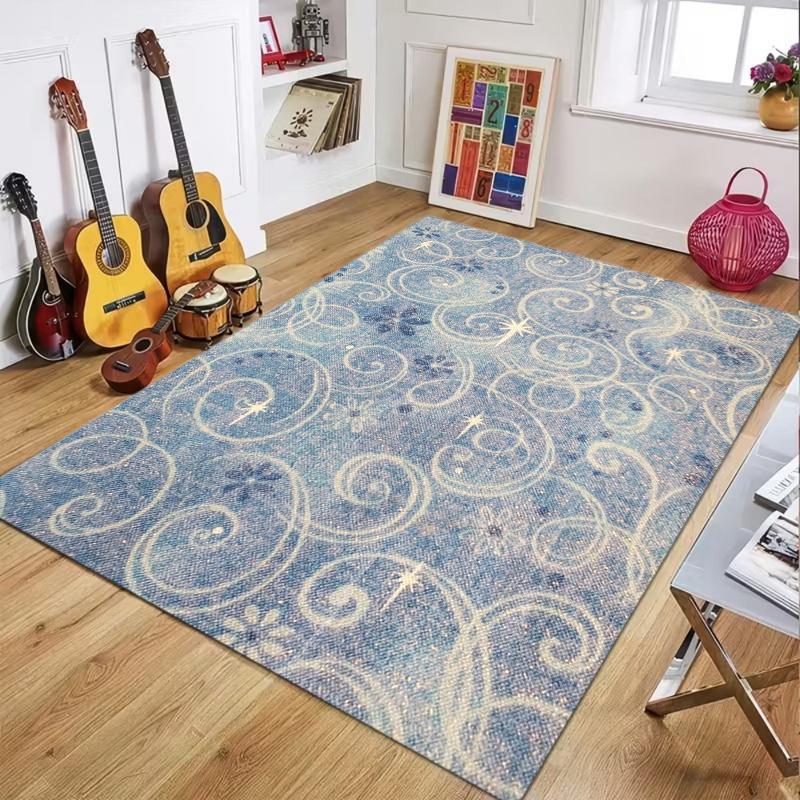 Modern Swirl Star Print Area Rug Non Slip Durable Floor Mat for Living Room Bedroom Office Kitchen Nursery Home Decor