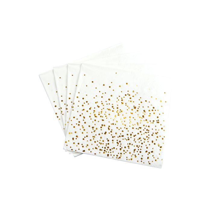Lot de 20 serviettes en papier 33 x 33 cm Confettis or