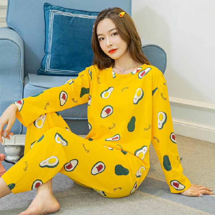 Женский мультяшный пижамный комплект - Рубашка с длинным рукавом и брюки, Домашняя одежда для маленьких студенток на весну и осень