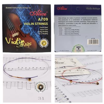 Струны для скрипки Alice A703/A704/A705/A706/A708/A709 / Стальной нейлоновый сердечник, обмотка из сплава E/A/D/G 4 струны, универсальные аксессуары для скрипки