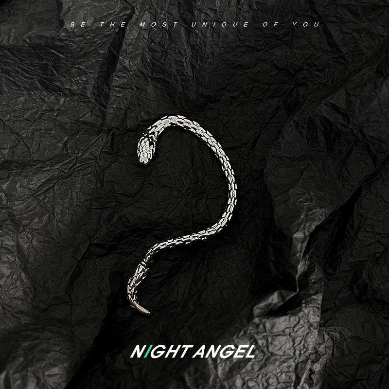 Серебряные Панк Серьги-гвоздики Змеи - Холодный Стиль Европейский и Американский Нишевые Каффы для Ушей для Пар, Модные Темпераментные Украшения