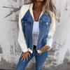 Denim Patchwork Knit Cardigan with Zipper Closure, Multiple Color Options