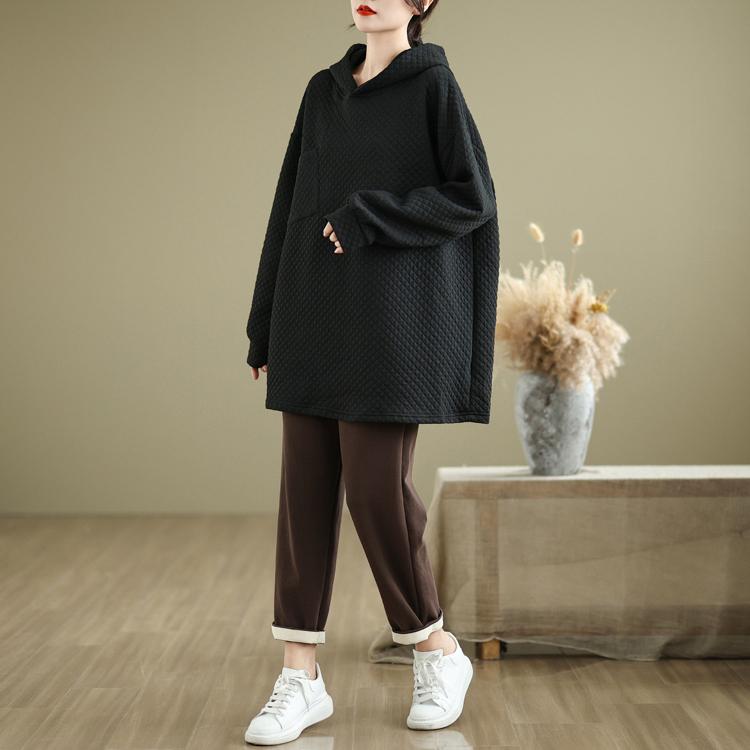 DIMANAF 2024 Autumn Vintage Pullovers Tops Women Plaid Clothing Hoodies Sweatshirts Oversize Loose Casual