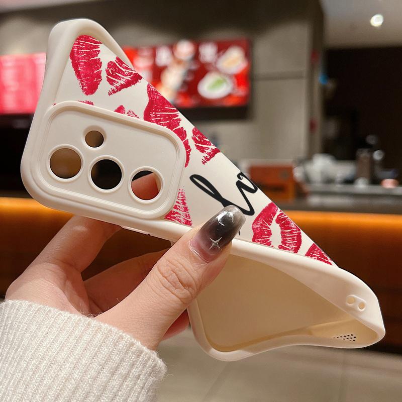 Fashion Love Lips Print Matte Soft Case For Samsung S25 S24 FE S23 Ultra A56 A36 A16 A55 A15 A35 A54 A14 Lens Protection Shockproof TPU Phone Cover