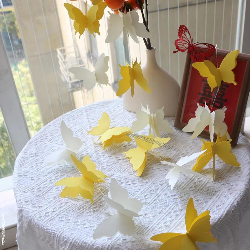 2M Colorful 3D Butterfly Banner For Wedding Birthday Party Romantic DIY Hanging Paper Garland For Living Room Decor Supplies