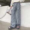 Корейская мода уличная одежда женские зимние теплые брюки с высокой талией бежевые серые черные вязаные широкие брюки с пайетками вязаные прямые брюки