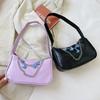 Fashion Women Small Shoulder Underarm Bag Pu Leather &Amp; Nylon Ladies Vintage Butterfly Chain Zipper Mini Purse Handbag