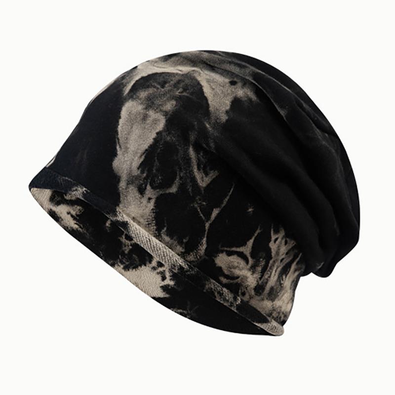 Autumn Winter Tie-Dye Warm Hat for Women Men Hip Hop Beanie Skullies Fordable Adult Outdoor Soft Casual Bonnet Skullcaps Unisex Retro Windproof Bonnet