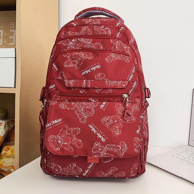 Girls Burgundy Large Capacity Middle School Junior Middle School Elementary School Backpack