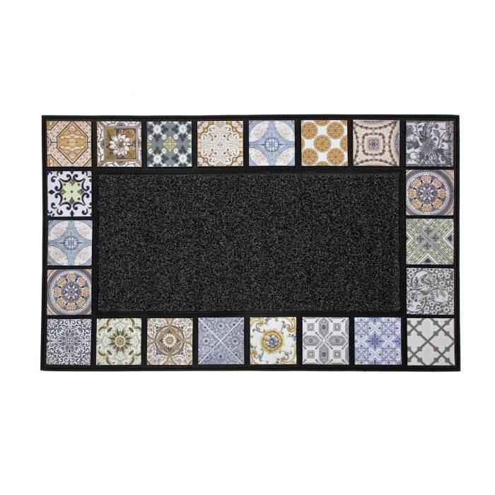 Коврик для входа - Adunivers - 45 x 75 см - Рельефный ПВХ - 100% CA - Черный
