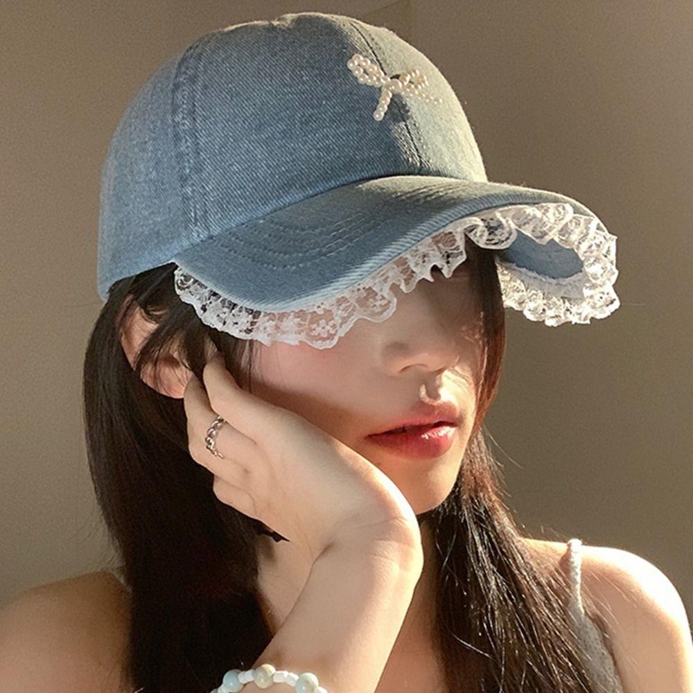Bowknot Bowknot Baseball Hat Lace Denim Hat Versatile Bow Baseball Cap Sports