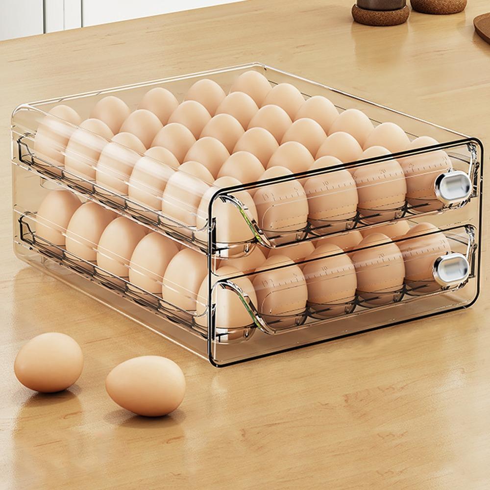 Transparent Egg Storage Box Double Layer Egg Container Egg Preservation Box Refrigerator