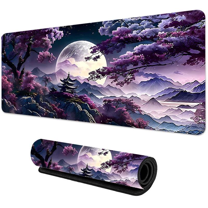Large Sakura Scenery Gaming Mouse Pad AntiSlip Rubber Base Durable Thick Seam Edge Desk Mat for Office Gaming