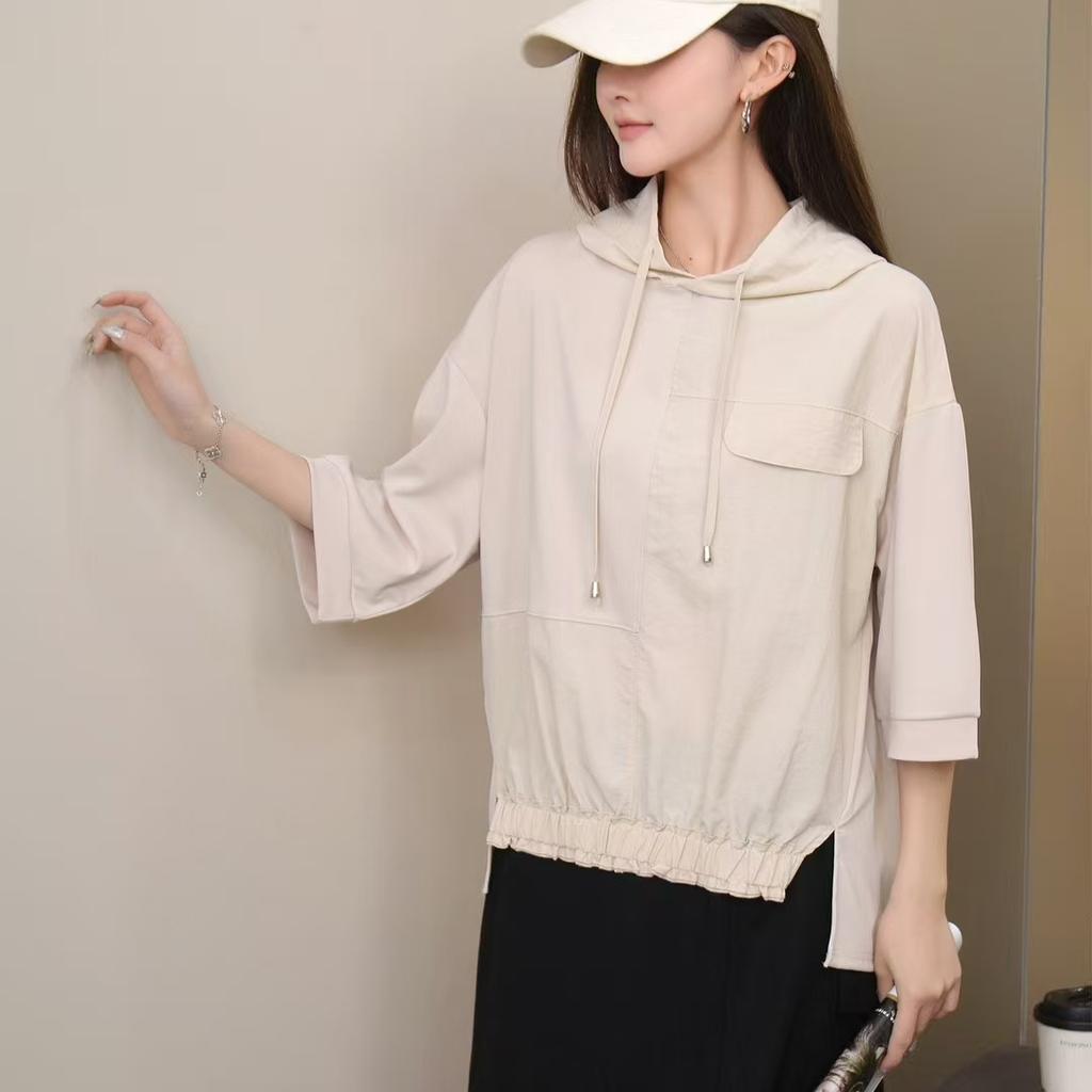 DIMANAF 2025 Летняя Толстовка с Капюшоном Большого Размера Однотонная Белая Футболка Женская с Коротким Рукавом Свободный Топ Футболки