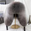 New Winter Men 100% Real Fox Fur Bomber Hat Raccoon Fur Ushanka Cap Trapper Russian Man Ski Hats Caps Real Sheepskin Leather Hat
