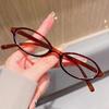 Women'S Retro Oval Glasses Girls Red Green Frame Glass Eyewear Decorative Computer Anti-Blue Eyeglasses Seaside Driving