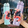 1PC Watercolor Fox Art 750ml Color Plastic Sports Water Bottle Leakproof Flip Straw Lid Suitable for Sports Office Home Use