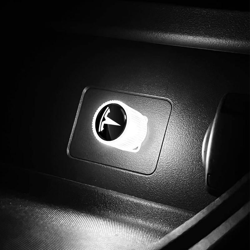 1 шт. USB Автомобильный светодиодный свет Автомобильный свет для атмосферы салона Стайлинг эмблемы автомобиля Для Tesla Model 3 Model X S 2016-2023 Model Y Наклейки TM3 TMX