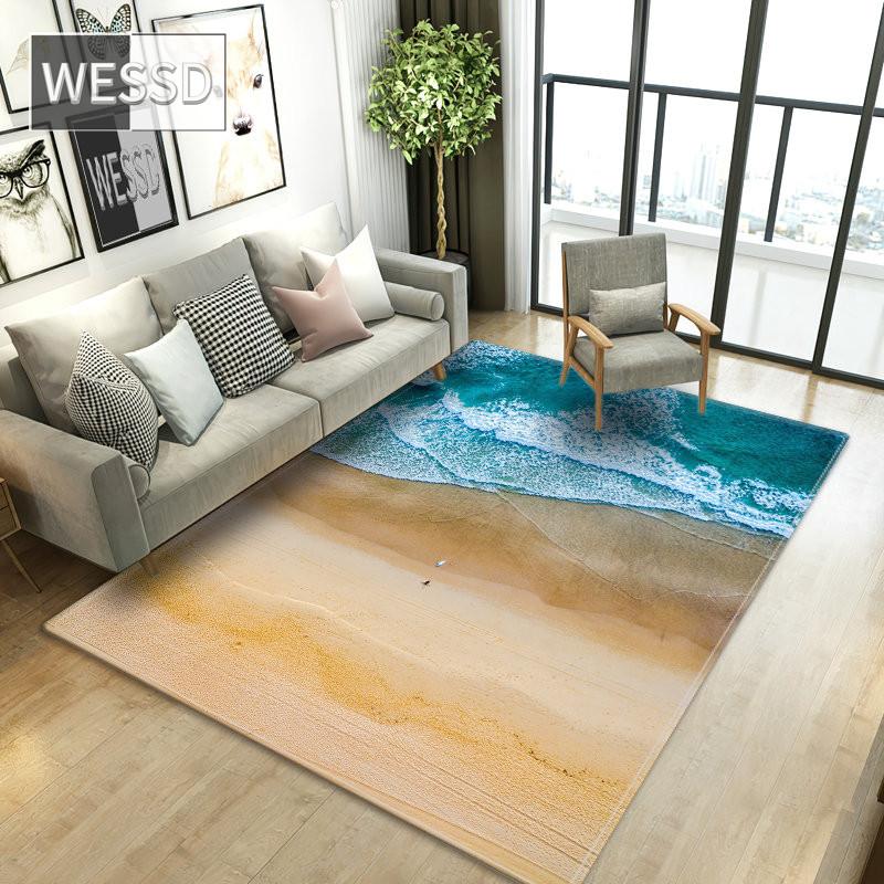 Морские волны, пляжный 3D ковер для гостиной, журнальный столик, ковер, фланелевая губка, ковер для ванной комнаты, ковер для зала, прикроватный коврик для пола в спальне
