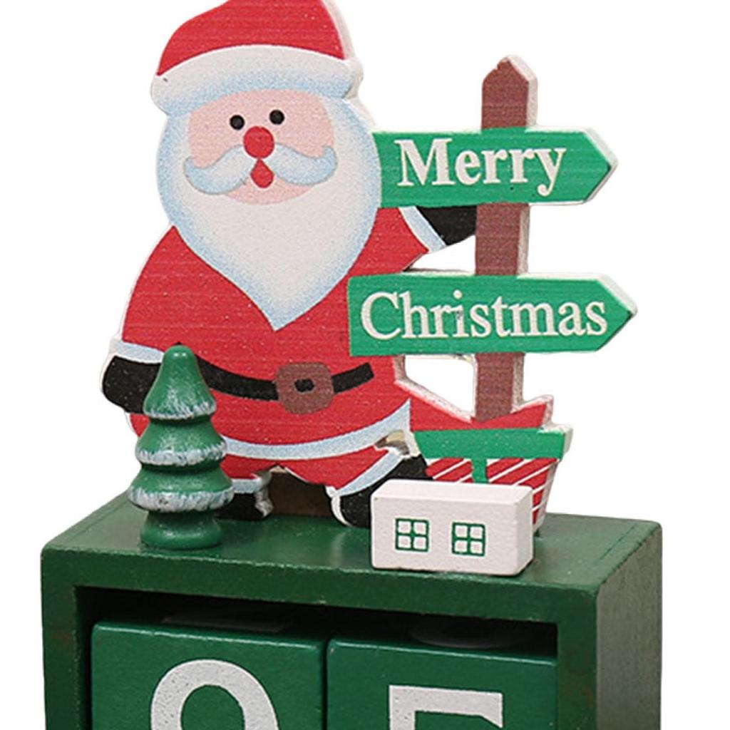 Xmas Wooden Advent Calendar Countdown Number Display Tabletop Block Ornament for Holiday Home Office Decor