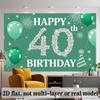40th Birthday Banner, Polyester Photo Backdrop Wall Decor for Celebration
