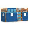 VidaXL Lit superposé avec rideaux bleu 90x200 cm bois pin massif, lit, cadre de lit, lit superposé bas, meuble de chambre à 3283947