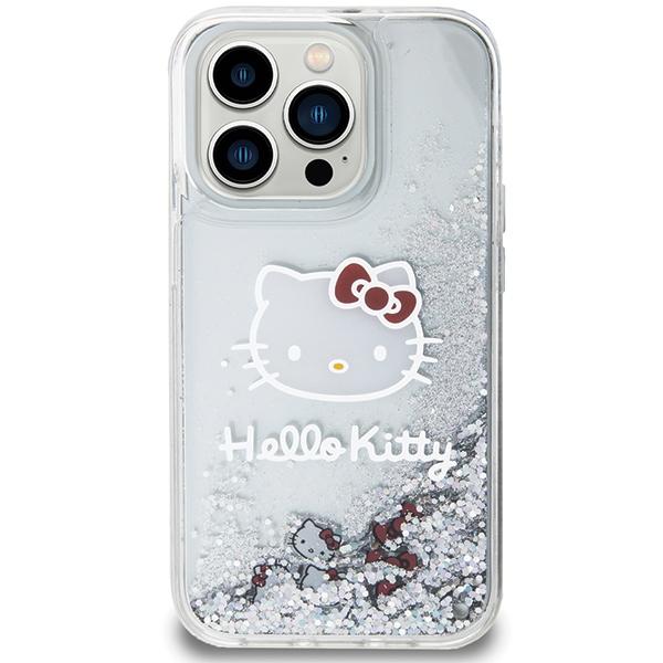 Etui do iPhone 14 Pro Hello Kitty Liquid Glitter Charms Srebrne