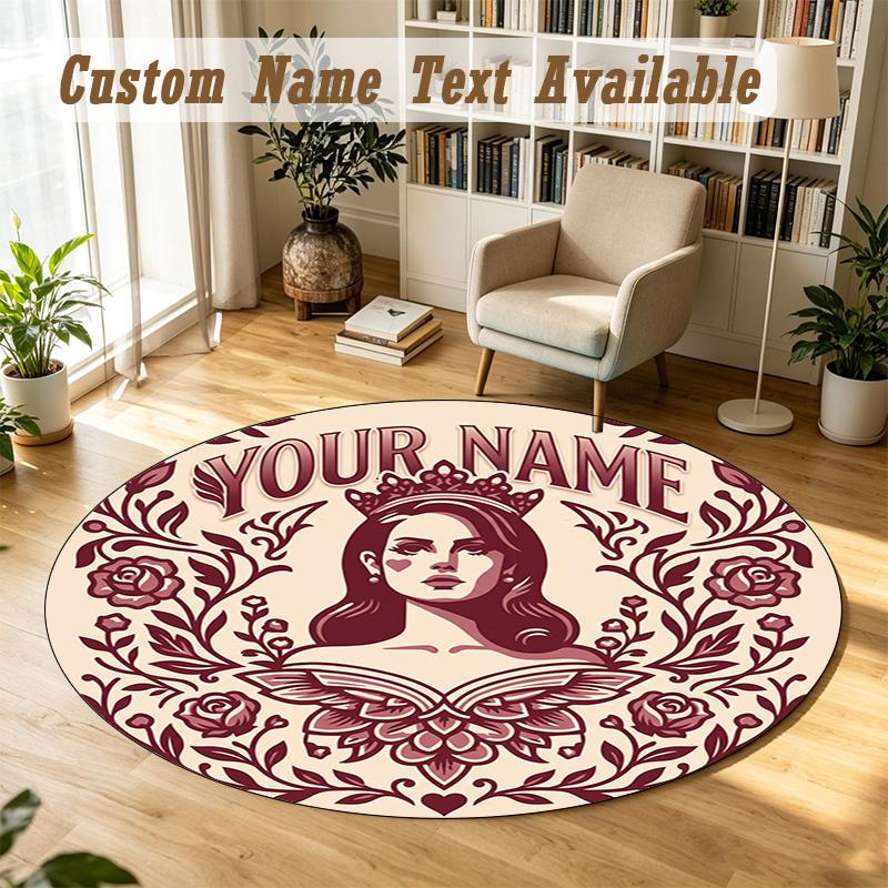 Round Rug Custom NameLana Del Rey Pattern Non Slip Carpet Home Floor Decor
