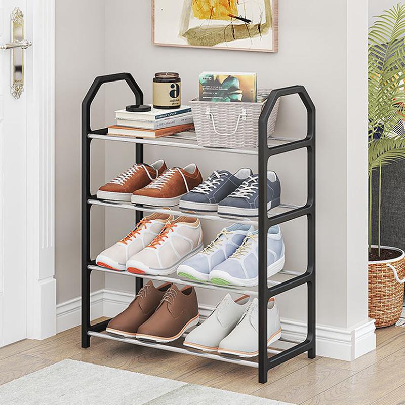 Multi-Layer Shoe Shelf 4 Layers Simple Dust-Proof Storage Shoe Cabinet Multi-Layer Assembly Door Dormitory Organizer Rack