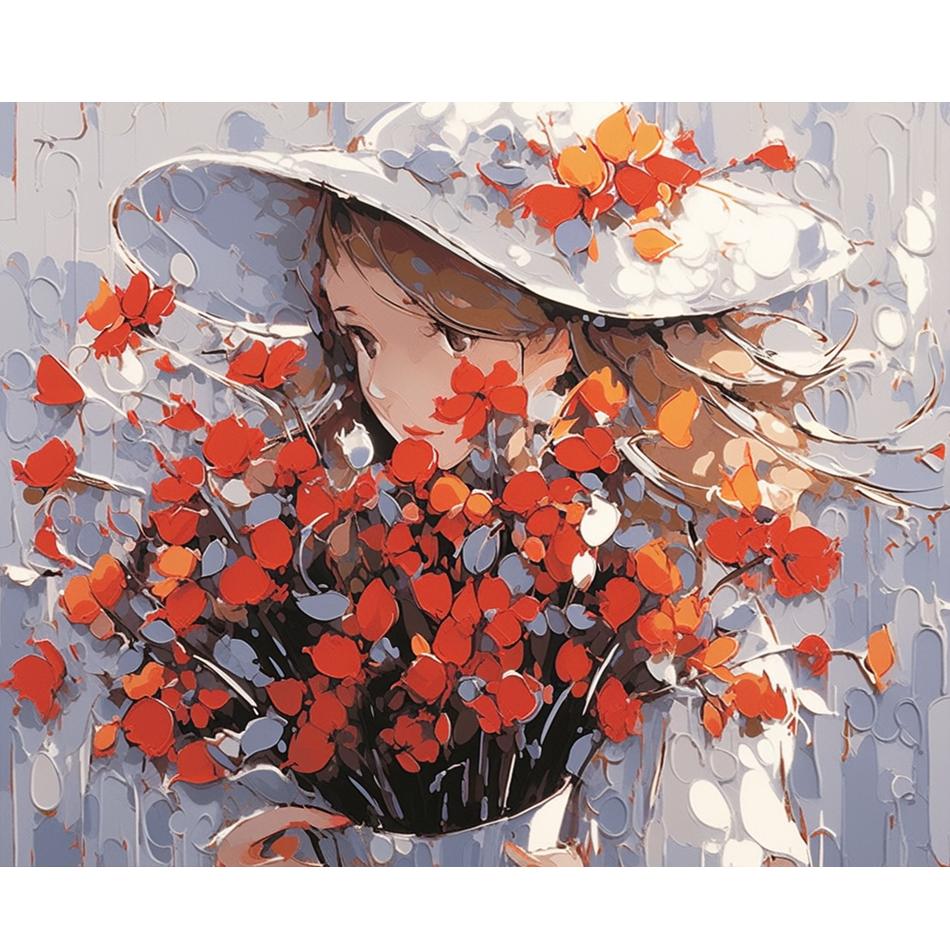 Рамка декоративная картина по номерам для девочек, цветы, набор для рисования, холст, картина, краска, подарок для взрослых, подарок «сделай сам», 40x50 см