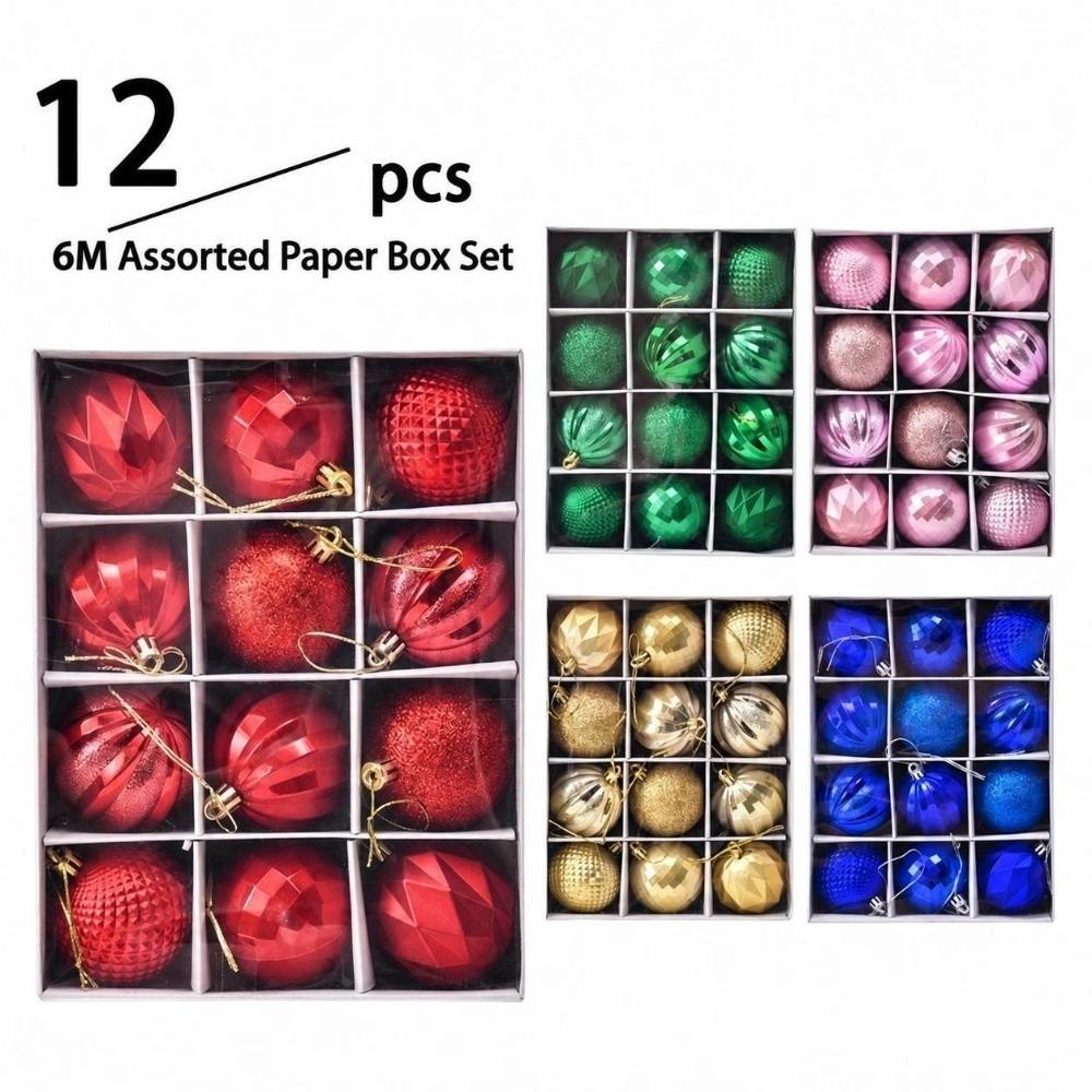 12Pcs/Set Creative Christmas Tree Balls Shiny Xmas Baubles Durable Christmas Ball Showcase