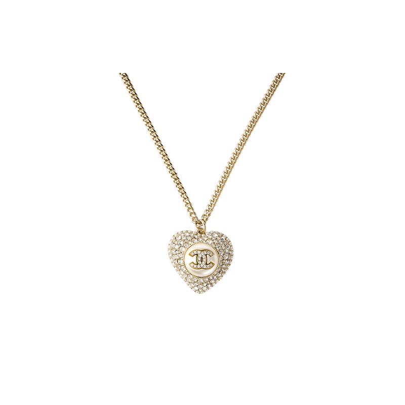 Chanel Полный бриллиантовый кулон в форме сердца жемчужное украшение золотой металлический ожерелье женская модель