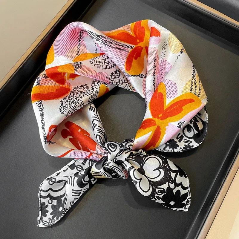 Новый 100% Натуральный Настоящий Шелковый Шарф Модный Женский Летний Пляжный Маленький 53*53см Шарфы на Шею Платок Бандана Хиджаб Пашмина Пончо 2026