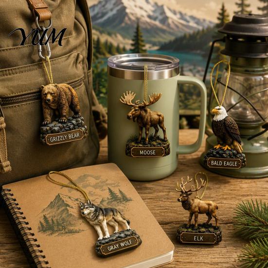 Daily Surprise Countdown Gifts National Park Animal Arrival Calendar, 24 Days Acrylic Figures, Festive Calendar 2D Flat Hanging Ornaments for