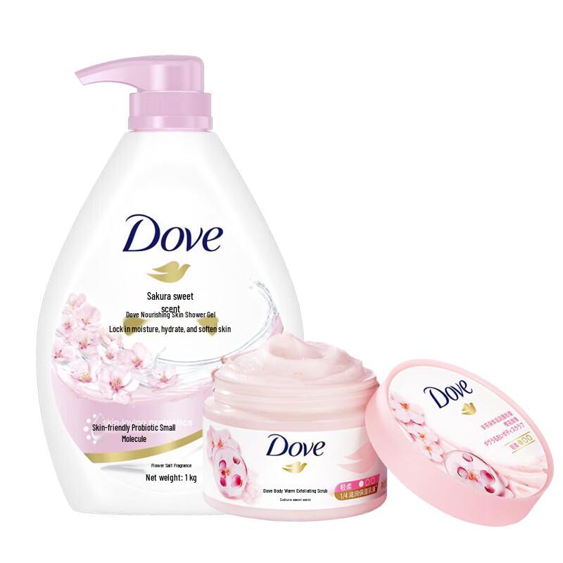DOVE Набор из двух средств: Гель для душа и Скраб для тела «Цветение вишни»