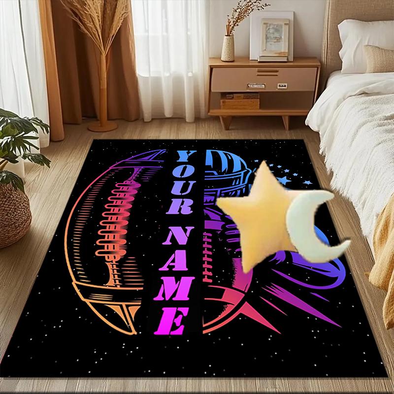 1PC Custom Name Football Player Artwork Theme Floor Mat Ideal for Living Room, Game Rooms, Office, Bedroom Floor Mat Playful Design
