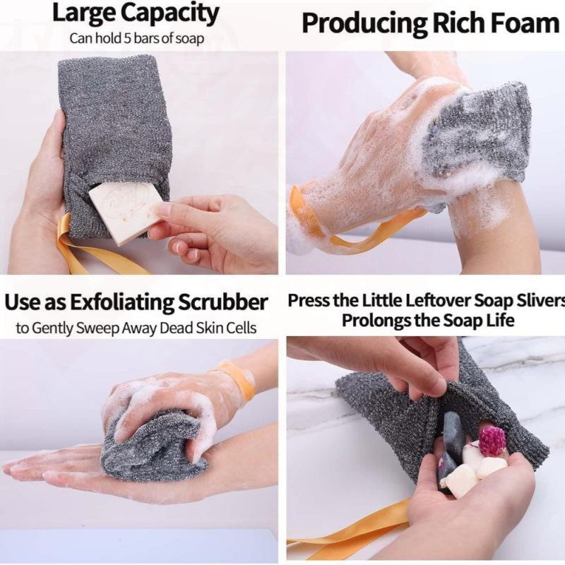 Foam Boosting Soap Saver Pouch Eco Friendly Exfoliating Body Scrubber Zero Waste Soap Pocket for Home Bathroom Spa Use