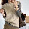 Women's Solid Sleeveless Sweater Vest Round Neck Knitted Vests Top