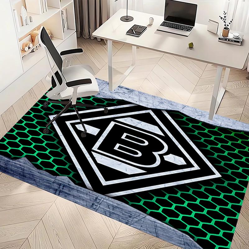 1pc Borussia Mönchengladbach LOGO Print Area Rug - Soft, Washable Non-Slip Indoor Mat, Living Room, Home Office Decorative Rug,Office Decorative