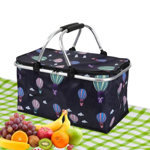 Picnic bag, picnic basket, cooler basket, picnic box, 30L large capacity, insulated shopping bag, keeps food cool and warm, insulated, easy to clean,