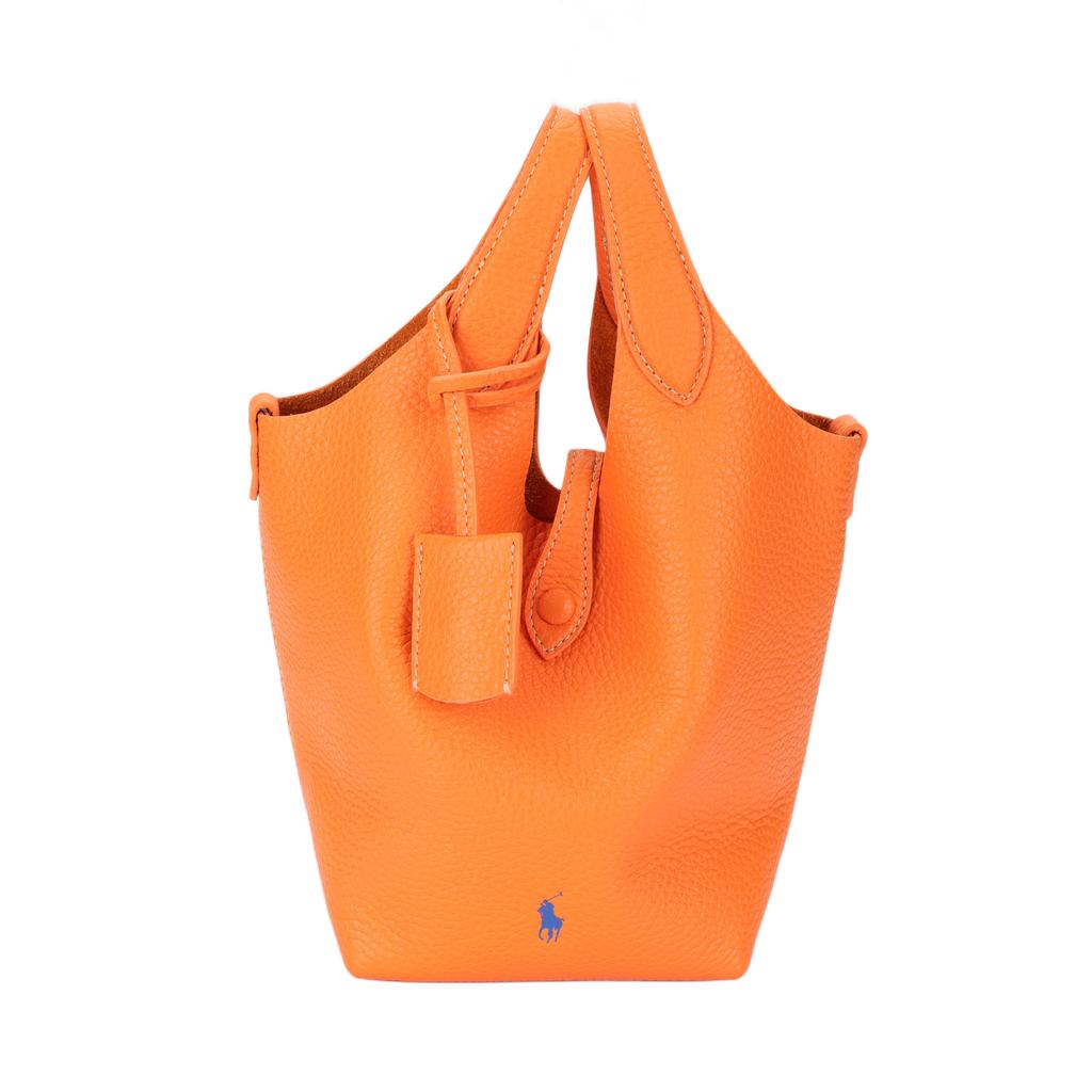 Polo Ralph Lauren Logo Solid Tote Bag Shopping Crossbody Leather Handbag Small Women tote bags Orange 428944657002