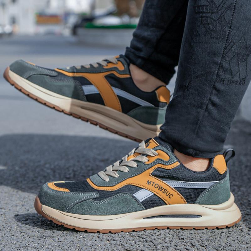 Oulylan Men's Safety Work Boots Steel Toe Anti-Puncture Breathable Summer Anti-Slip Lightweight Comfortable Labor Protection Sho