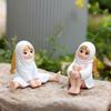 Миниатюрная фигурка девушки с дисплеем, светловолосый персонаж в белой одежде для композиций в горшках, настольного декора, полок в доме и рабочих витрин